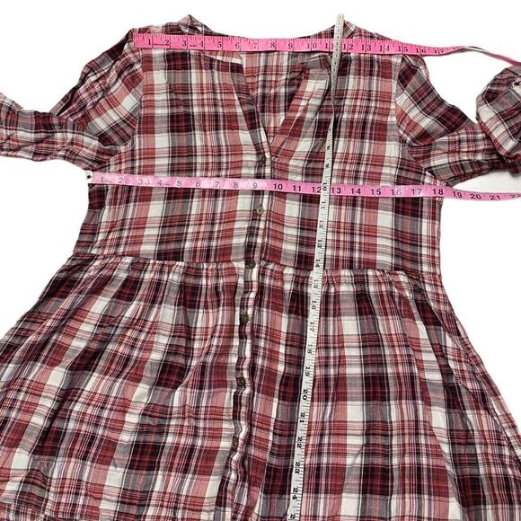 Maurices Women’s Button front Plaid Shirt Sz M Colorless Tunic Blouse - Picture 6 of 9